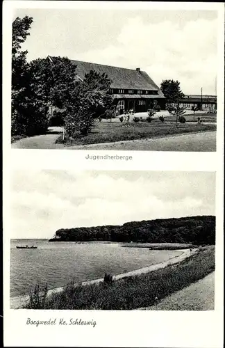 Ak Borgwedel an der Schlei, Jugendherberge, Uferpartie