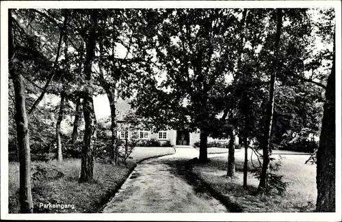 Ak Sandkrug Hatten in Oldenburg, Schullandheim, Parkeingang