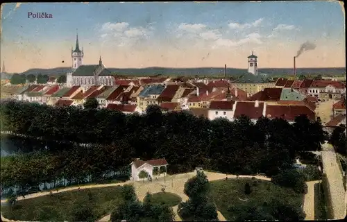 Ak Polička Politschka Region Pardubice, Blick auf den Ort