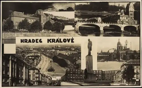 Ak Hradec Králové Königgrätz Stadt, Stadtansichten, Monument, Brücke