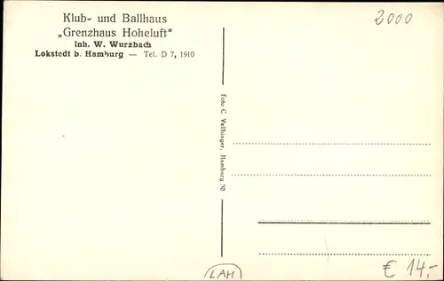 Ak Hamburg Eimsbüttel Lokstedt, Klub- und Ballhaus Grenzhaus Hoheluft