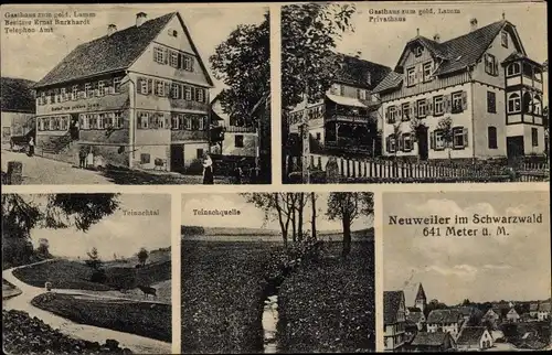 Ak Neuweiler im Schwarzwald, Gasthaus zum goldenen Lamm, Teinachtal; Teinachquelle
