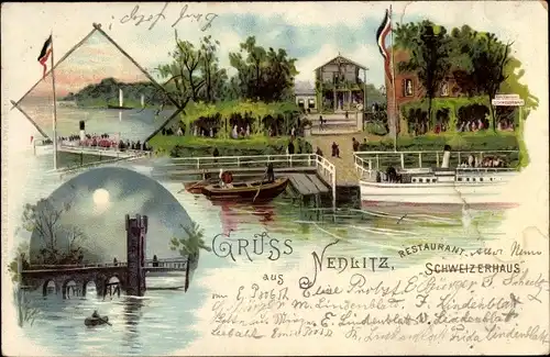 Mondschein Litho Nedlitz Potsdam in Brandenburg, Restaurant Schweizerhaus