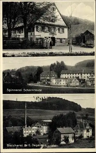 Ak Schornreute Ravensburg in Oberschwaben, Restaurant, Spinnerei, Bleicherei E. Degerdon