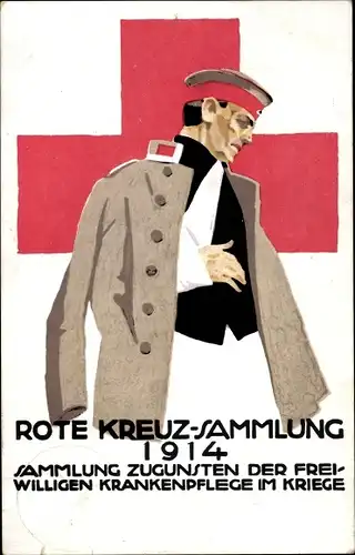 Künstler Ak Hohlwein, Ludwig, Rote Kreuz Sammlung 1914, Verwundeter Soldat