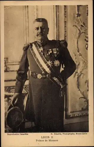 Ak Louis II, Prince de Monaco, Portrait, Uniform, Orden
