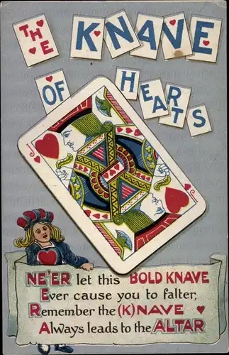 Künstler Ak The Knave of Hearts, Spielkarte, Herz Bube