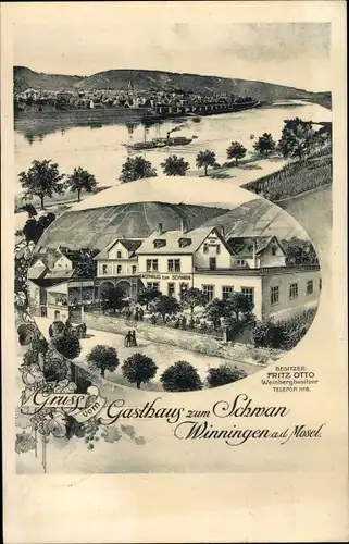 Künstler Ak Richter, H., Winningen in Rheinland Pfalz, Gasthaus zum Schwan