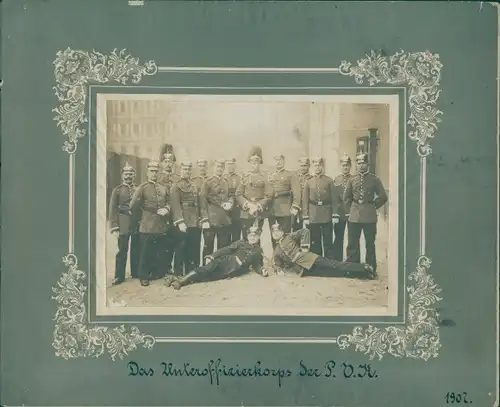 Foto Deutsche Soldaten, Kaiserreich, Unteroffizierskorps der P.V.K., Pionier-Versuchs-Kompanie, 1907