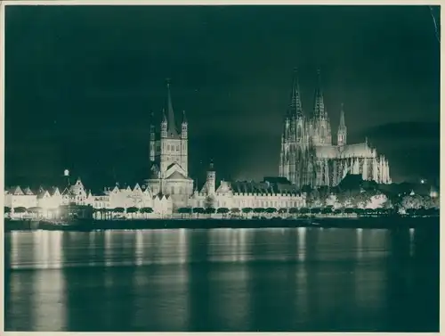 Foto Köln am Rhein, Dom, Panorama, Rheinpartie, 1935