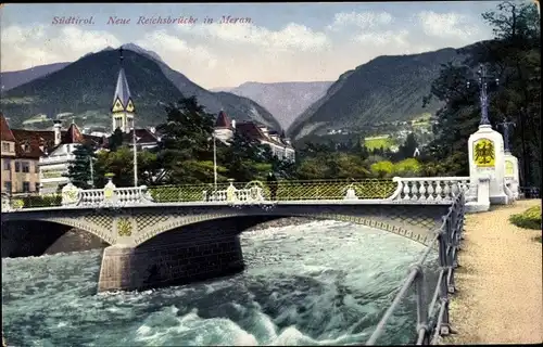 Ak Meran Merano Südtirol, Neue Reichsbrücke