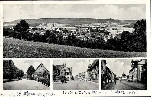 Ak Schesslitz Scheßlitz in Oberfranken, Panorama, Straßenpartien