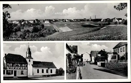Ak Altstrimmig im Hunsrück, Gesamtansicht, Gasthof zur Erholung, Kirche