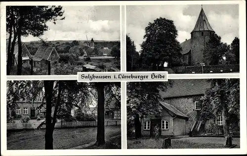 Ak Salzhausen in der Lüneburger Heide, Panorama, Kirche