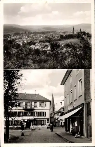 Ak Bad Sobernheim an der Nahe, Panorama, Straßenpartie, Geschäft Kessel, Adler