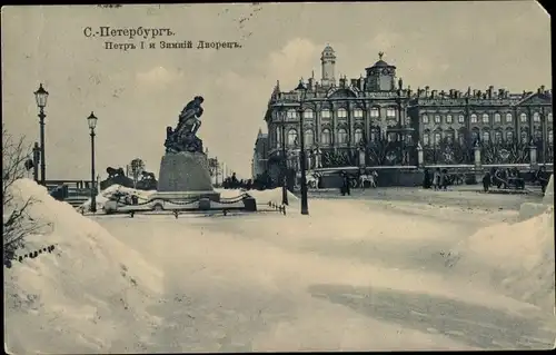 Ak Sankt Petersburg Russland, Winteransicht, Denkmal, Gebäude