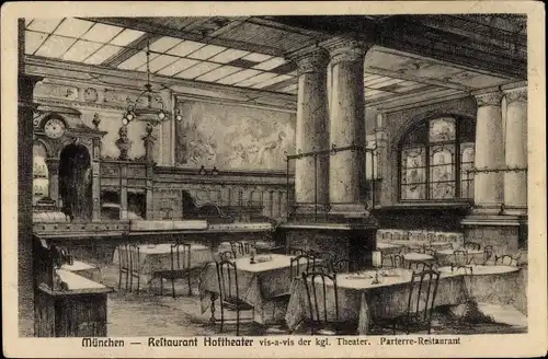 Ak München Bayern, Restaurant Hoftheater, Parterre Restaurant, Innenansicht