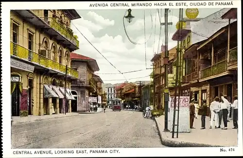 Ak Panama City Panama, Central Avenue, looking east