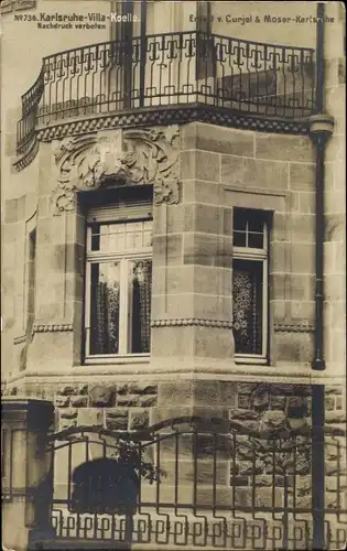 Ak Karlsruhe in Baden Württemberg, Villa Koelle, Gebäudedetail