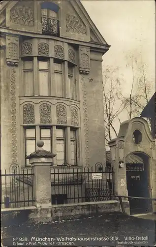 Ak München Bayern, Villa Wolfratshauser Straße 31/2, Gebäudedetail
