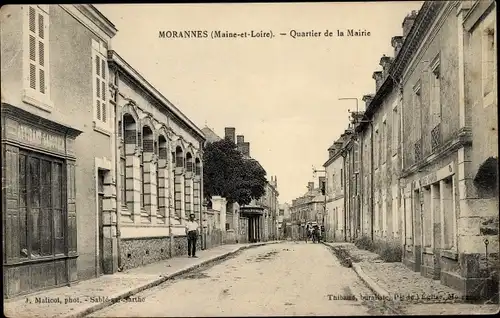 Ak Morannes Maine et Loire, Quartier de la Mairie