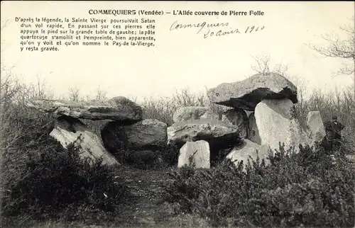 Ak Commequiers Vendée, L'Allee couverte de Pierre Folle