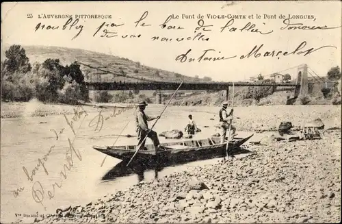 Ak Vic le Comte Puy de Dôme, Le Pont de Vic le Comte et le Pont de Longues