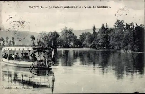 Ak Nantua Ain, Le bateau automobile, Ville de Nantua