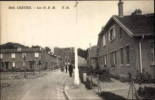 Ak Créteil Val de Marne, Les HBM, Straßenpartie, Häuser