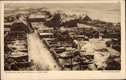 Ak Schelesnodoroschny Gerdauen Ostpreußen, Ruinen der Stadt, Ostpreußenhilfe