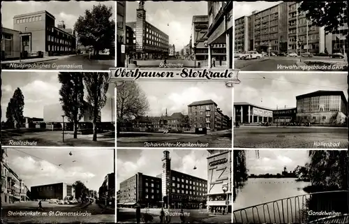 Ak Sterkrade Oberhausen im Ruhrgebiet, Stadtmitte, Realschule, Steinbrinkstraße, Hallenbad