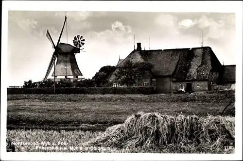 Ak Boldixum Wyk auf Föhr Nordfriesland, Friesenhaus, Mühle