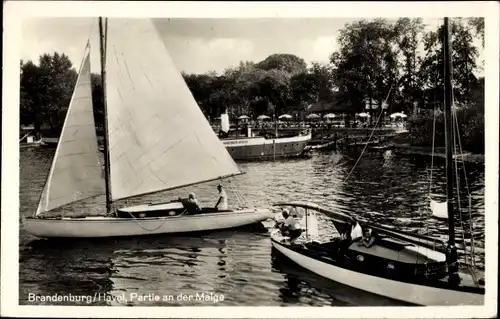 Ak Brandenburg an der Havel, Partie an der Malge, Segelboote