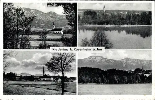Ak Riedering in Oberbayern, Ortspartie, Panorama, Bergpanorama