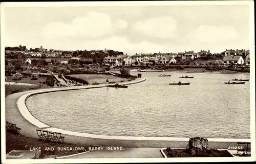 Ak Barry Wales, Barry Island, Lake and Bungalows