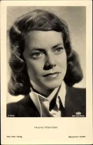 Ak Schauspielerin Hansi Wendler, Portrait