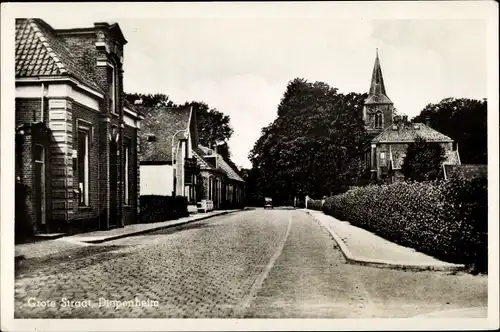 Ak Diepenheim Overijssel, Grote Straat, Kirchturm