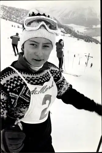 Foto Wintersport, Schweizer Skirennfahrerin Fernande Bochatay, Startnr. 2