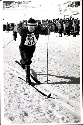 Foto Wintersport, Finnischer Skilangläufer Vilahnen ?, Sieger 18 km Cortina, Startnr. 33