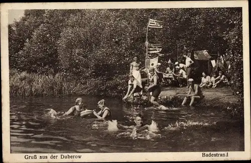 Ak Dubrow Müllrose im Landkreis Oder Spree, Gruß aus der Duberow, Badestrand