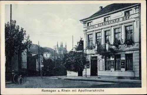 Ak Remagen am Rhein, Hotel Bergischer Hof, Bes. Franz Henke, Apollinariskirche