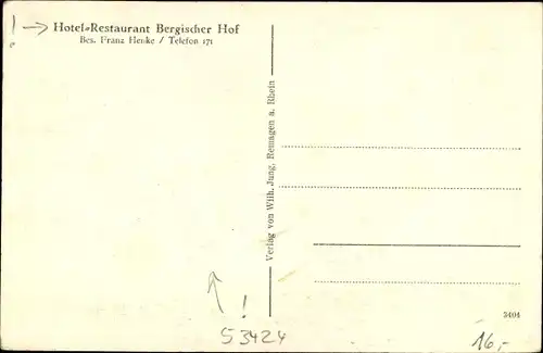 Ak Remagen am Rhein, Hotel Bergischer Hof, Bes. Franz Henke, Apollinariskirche