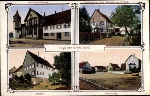 Ak Großaltdorf Vellberg im Kreis Schwäbisch Hall, Schule, Kirche, Pfarrhaus, Handlung C. Votteler