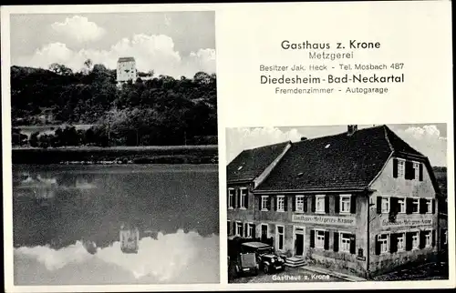 Ak Diedesheim Mosbach am Odenwald, Bad Neckartal, Gasthaus zur Krone, Inh. Jak. Heck