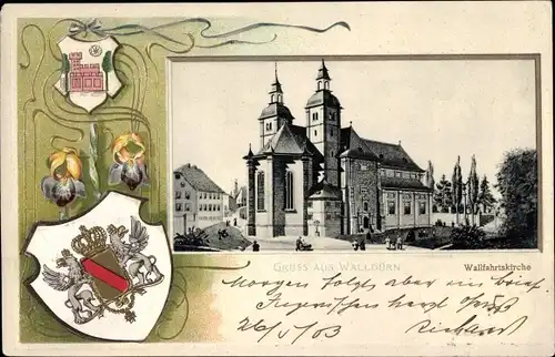 Präge Wappen Passepartout Ak Walldürn im Odenwald, Wallfahrtskirche