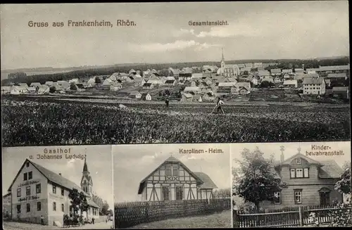 Ak Frankenheim an der Rhön, Gesamtansicht, Karolinenheim, Kinderbewahranstalt, Gasthof