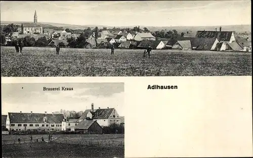 Ak Adlhausen Langquaid Niederbayern, Brauerei Kraus, Totalansicht vom Ort