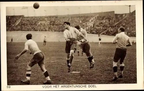 Ak Amsterdam Nordholland Niederlande, Olympiade 1928, Voor het Argentijnsche Doel