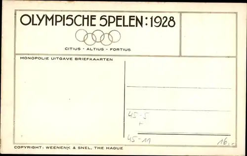 Ak Amsterdam Nordholland Niederlande, Olympiade 1928, Voor het Argentijnsche Doel