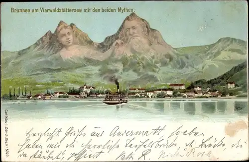 Litho Brunnen Kt Schwyz, Vierwaldstättersee, Mythen, Berggesichter